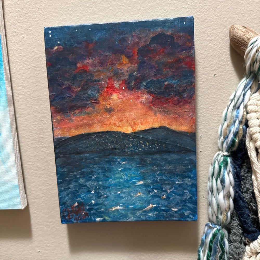 Sunset Over Water Canvas Art